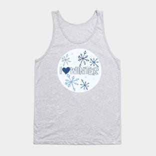 I Heart Winter Illustrated Text with snowflakes Tank Top